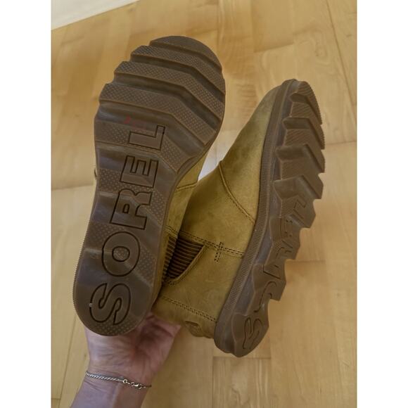 NWOT Sorel Joan Of Arctic Wedge Chelsea Boot Tan Cognac Wedge 9.5 - Picture 3 of 6